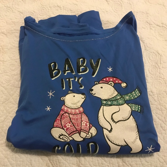 Cute Secret Treasures long sleeved blue crewneck polar bear top (2X) - Picture 11 of 12